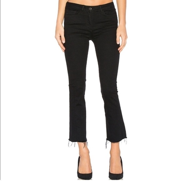 3X1 NYC Crop Baby Boot Mid Rise Frayed Jeans Black Tear Style W25CB0191 Size 26 - Picture 5 of 12